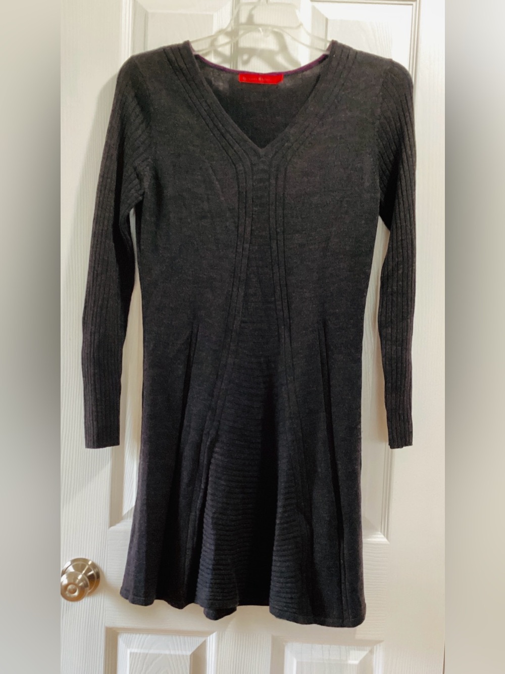 Krimson Klover Charcoal Long Sleeve V-Neck Knit Dress